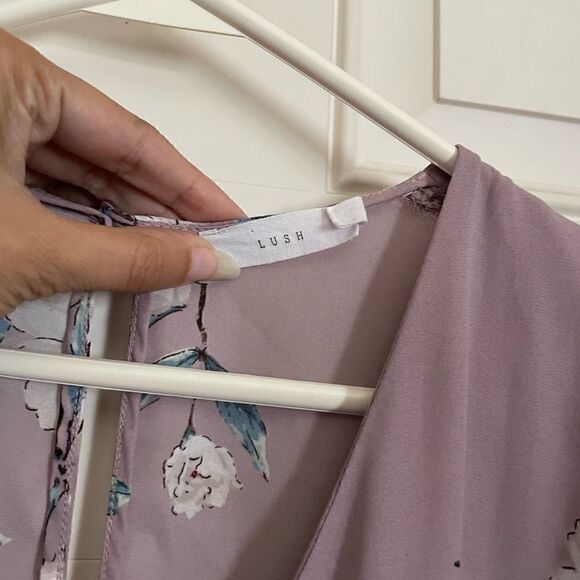 LUSH Mini Wrap Dress Purple Floral Cottagecore XS - Picture 5 of 11